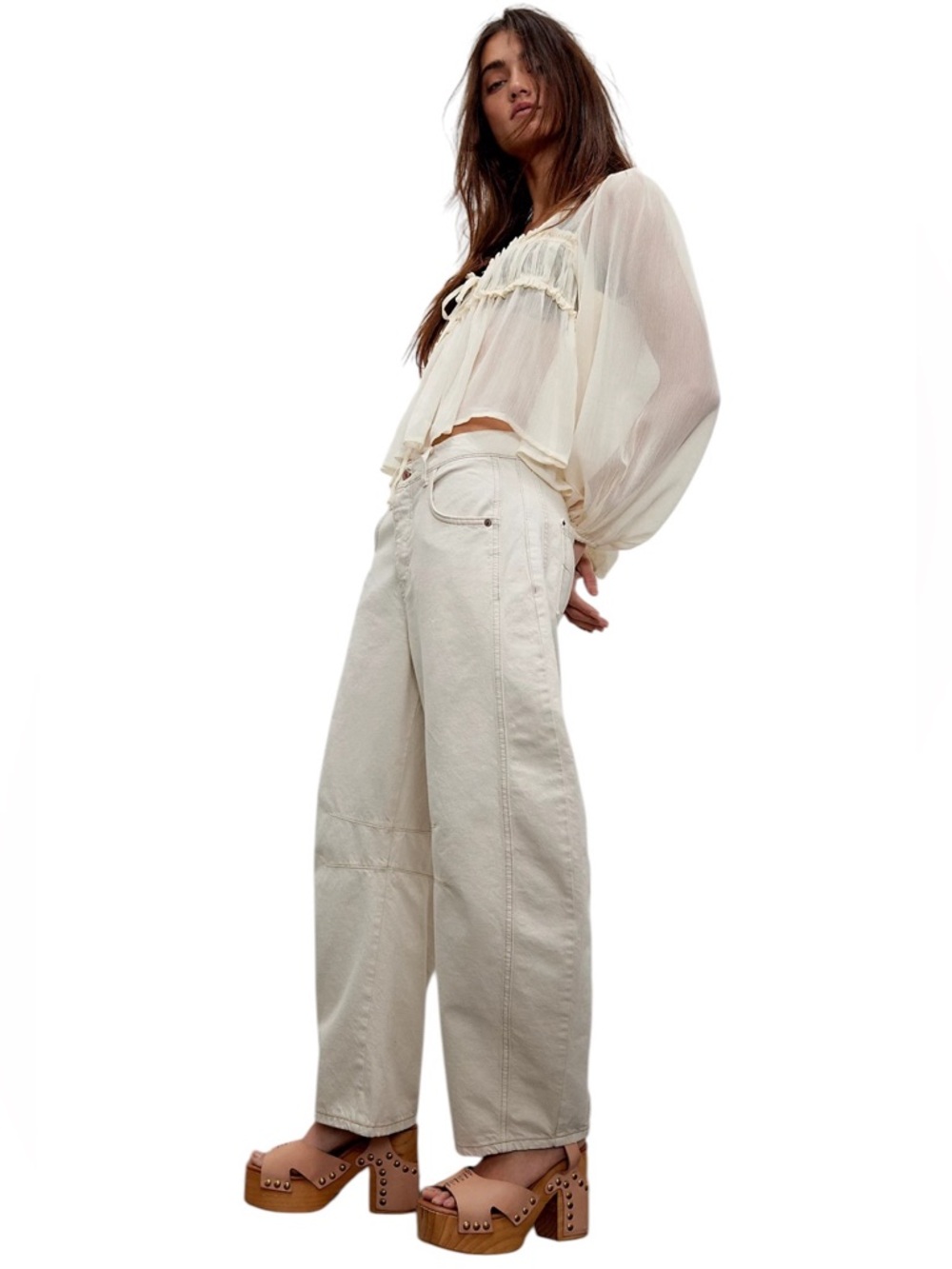 We The Free Good Luck Mid-Rise Barrel Jeans - Size 25 - Picture 3 of 11